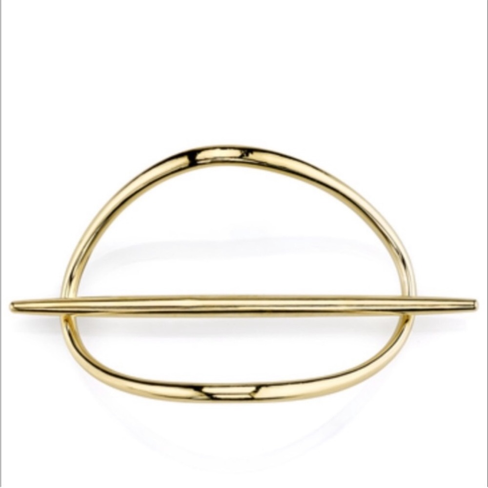 Minimalist Gold Oval Hair Slide Barrette - Women's Hair Accessory
